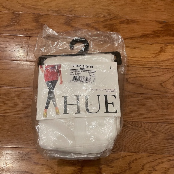 HUE Pants - Hue White Wide Waistband Cotton Leggings